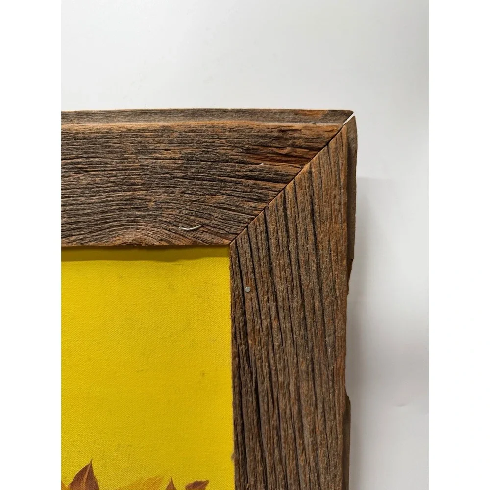 MCM Yellow Roses Oil Painting Carved Wood Frame Aged Vintage Sweet